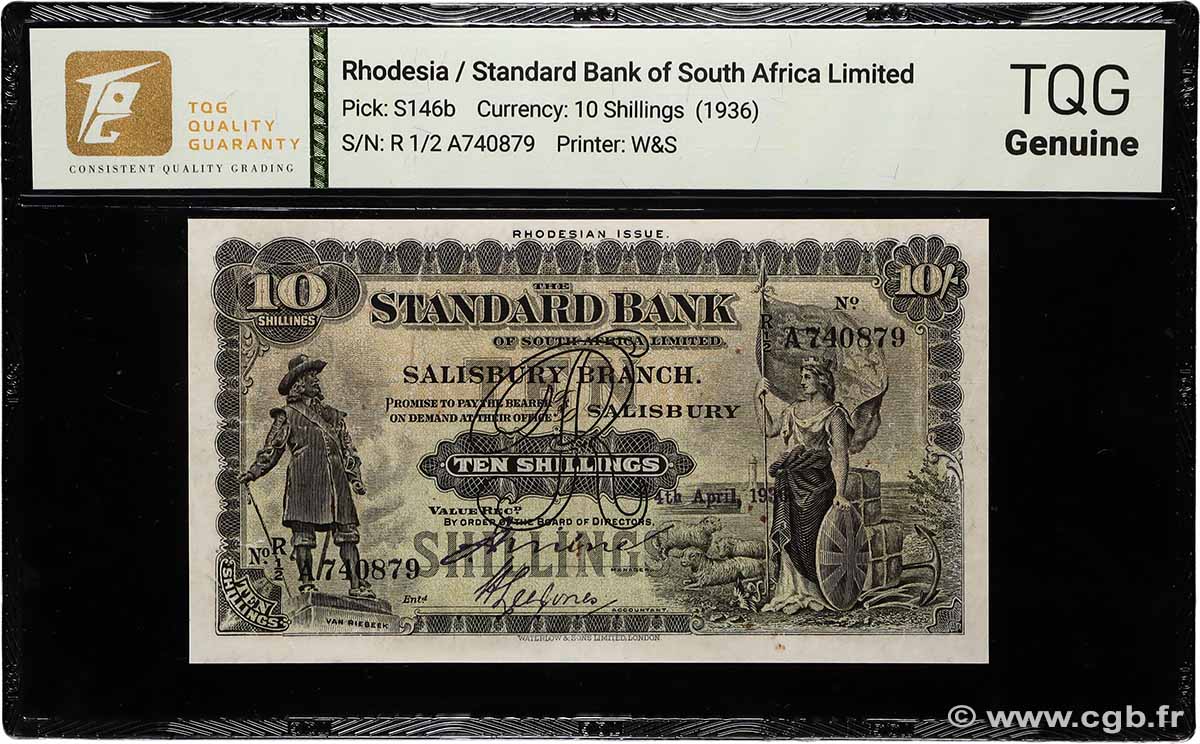10 Shillings RHODÉSIE  1936 PS.146b TTB