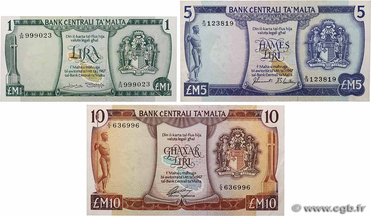 1 à 10 Liri MALTE  1973 P.31 au P.33 XF+