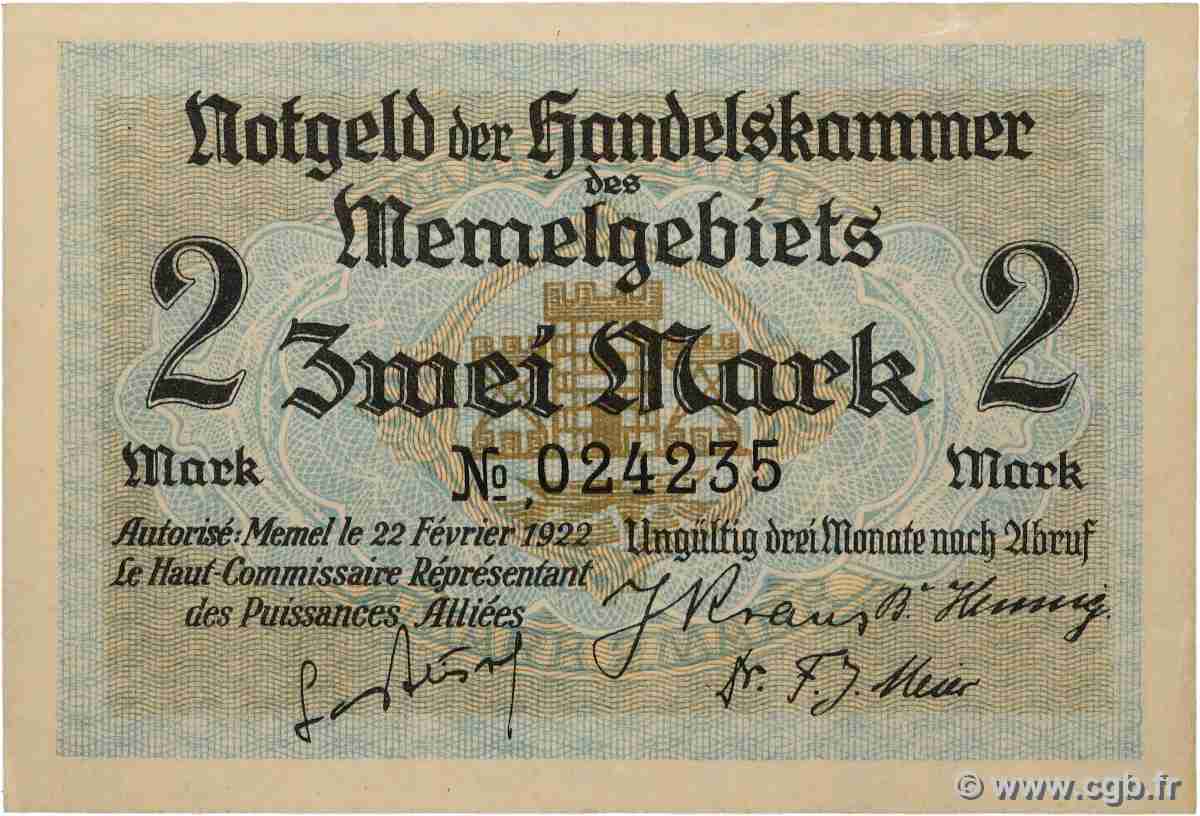 2 Mark MEMEL  1922 P.03a SPL+