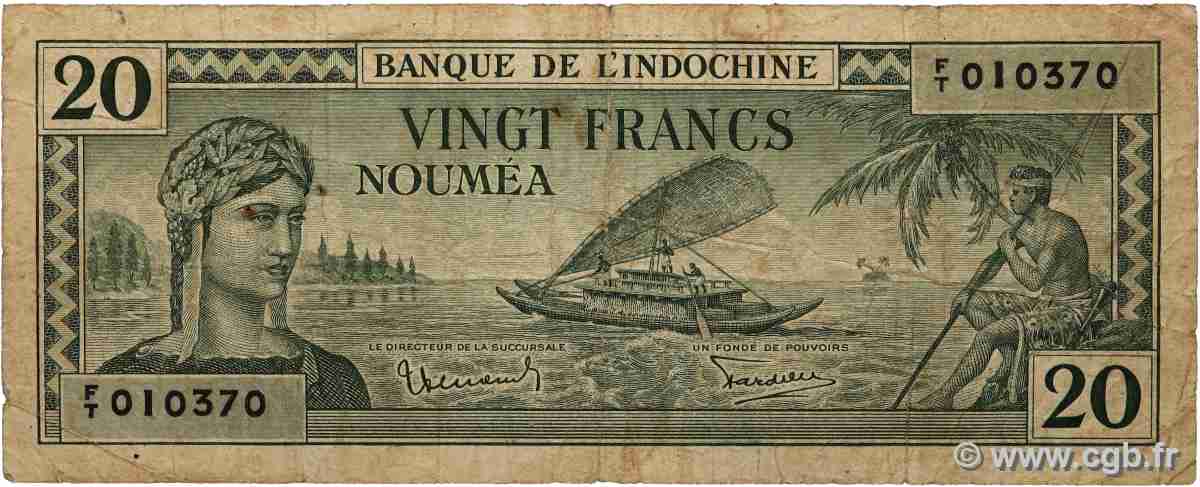 20 Francs NOUVELLE CALÉDONIE  1944 P.49 G