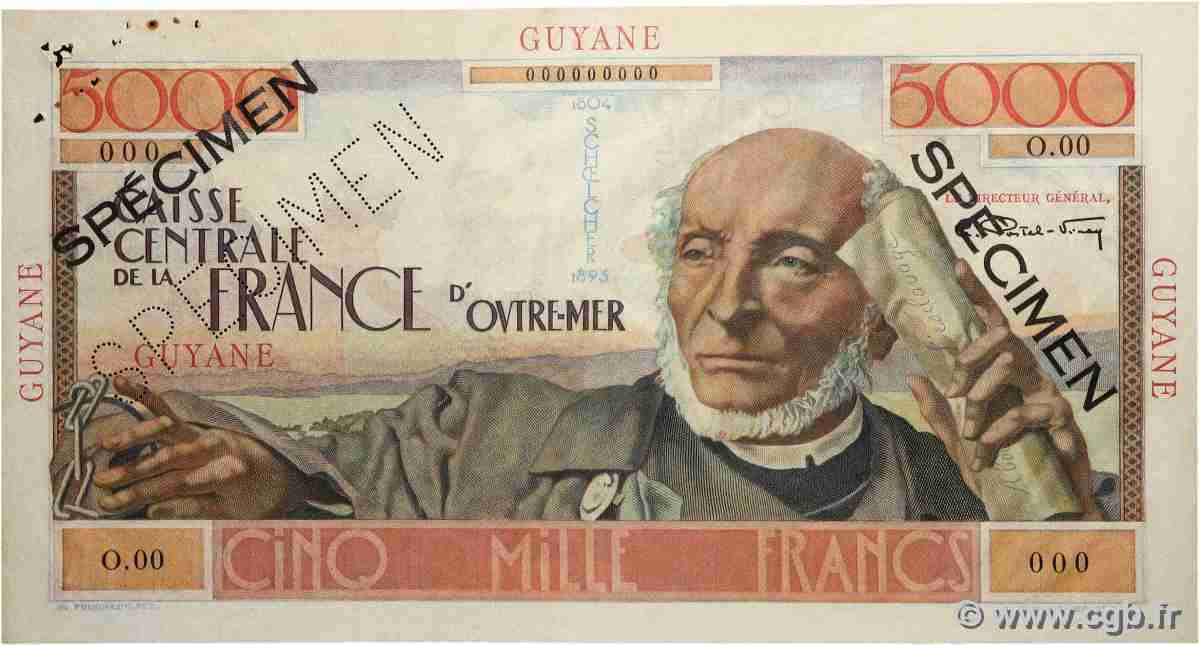 5000 Francs Schoelcher Spécimen FRENCH GUIANA  1946 P.26s MBC+