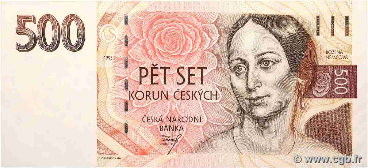 500 Korun CZECH REPUBLIC  1993 P.07a VF+