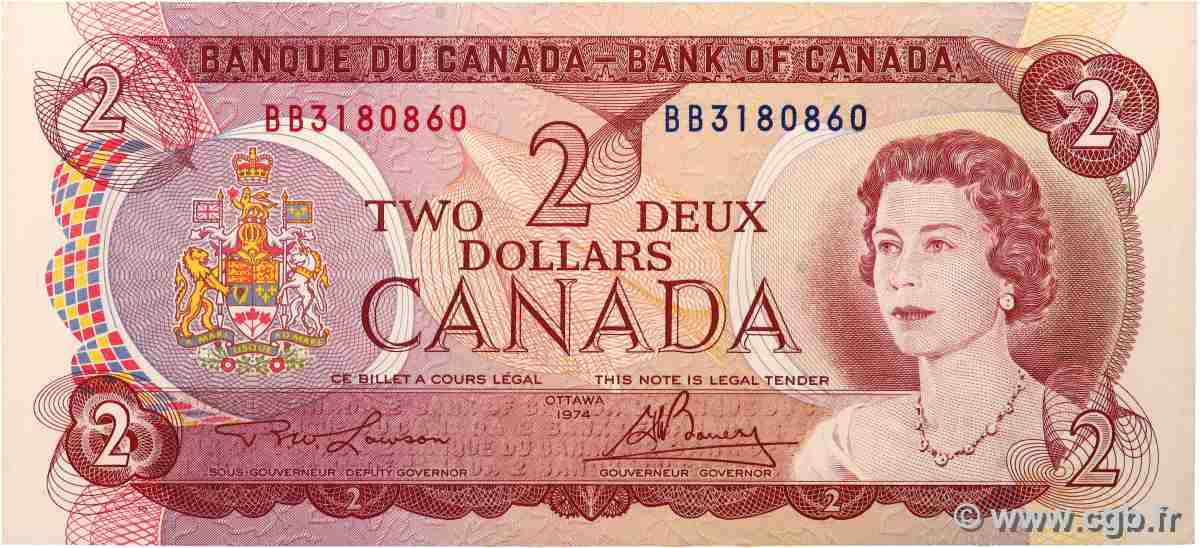 2 Dollars CANADA  1974 P.086a XF-