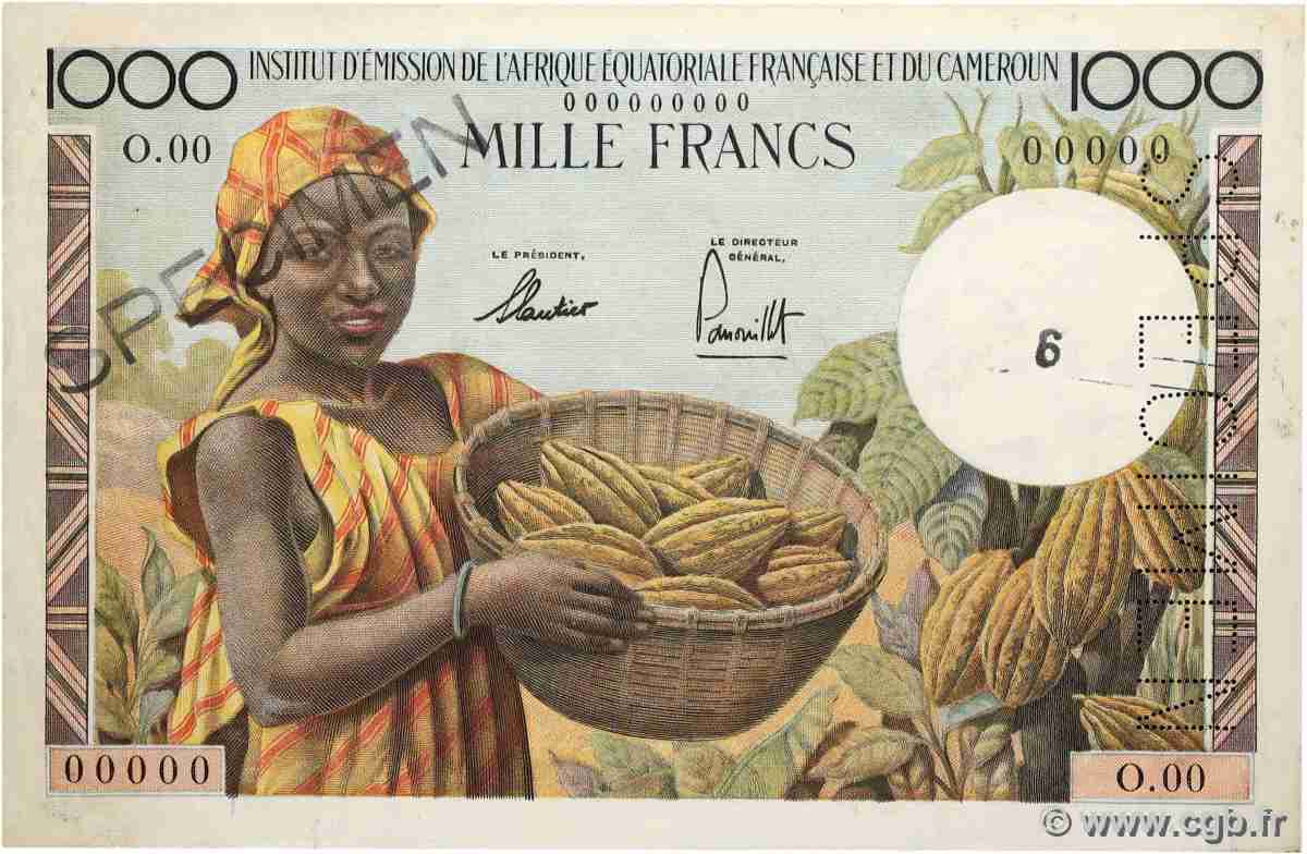 1000 Francs type 1957 IE Spécimen AFRIQUE ÉQUATORIALE FRANÇAISE  1957 A.143aS3 SPL