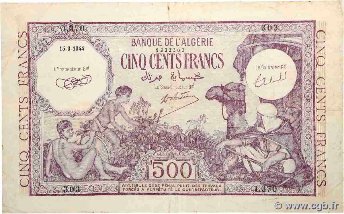500 Francs ALGERIA  1944 P.095 MB