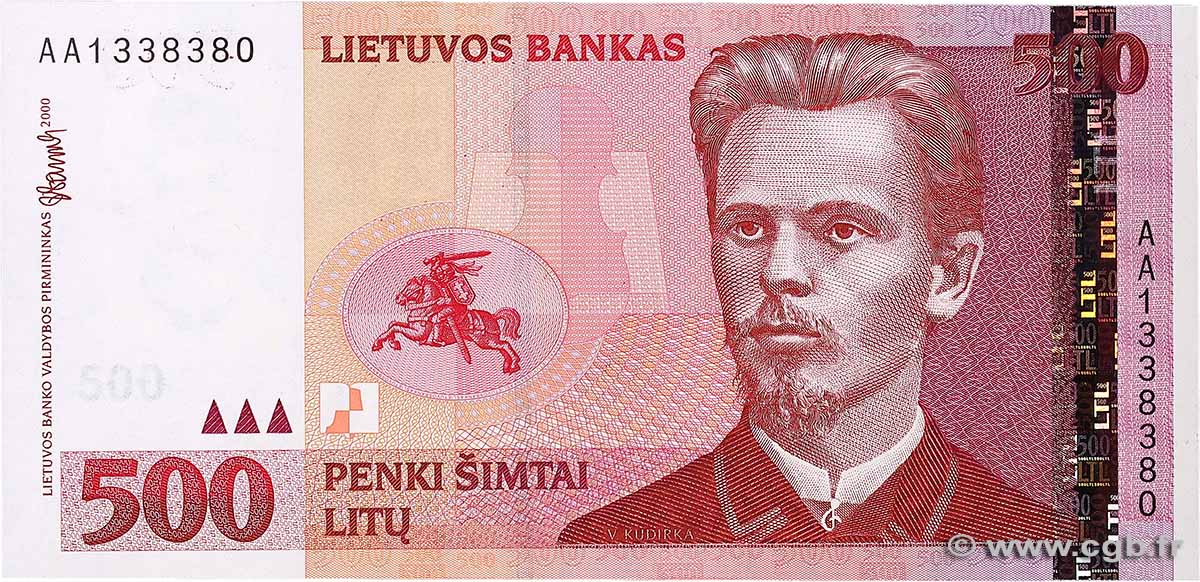 500 Litu LITHUANIA  2000 P.64 UNC