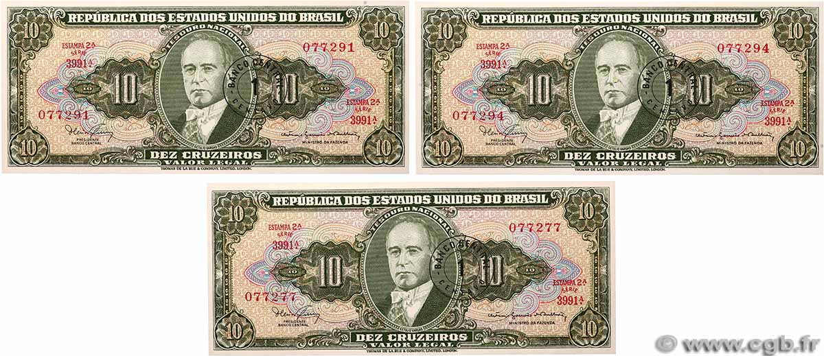 1 Centavo sur 10 Cruzeiros Lot BRAZIL  1967 P.183b UNC-