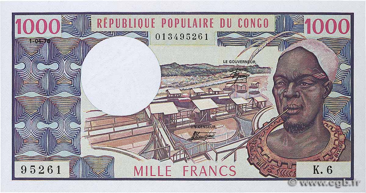 1000 Francs type 1973 CONGO  1978 A.213d FDC