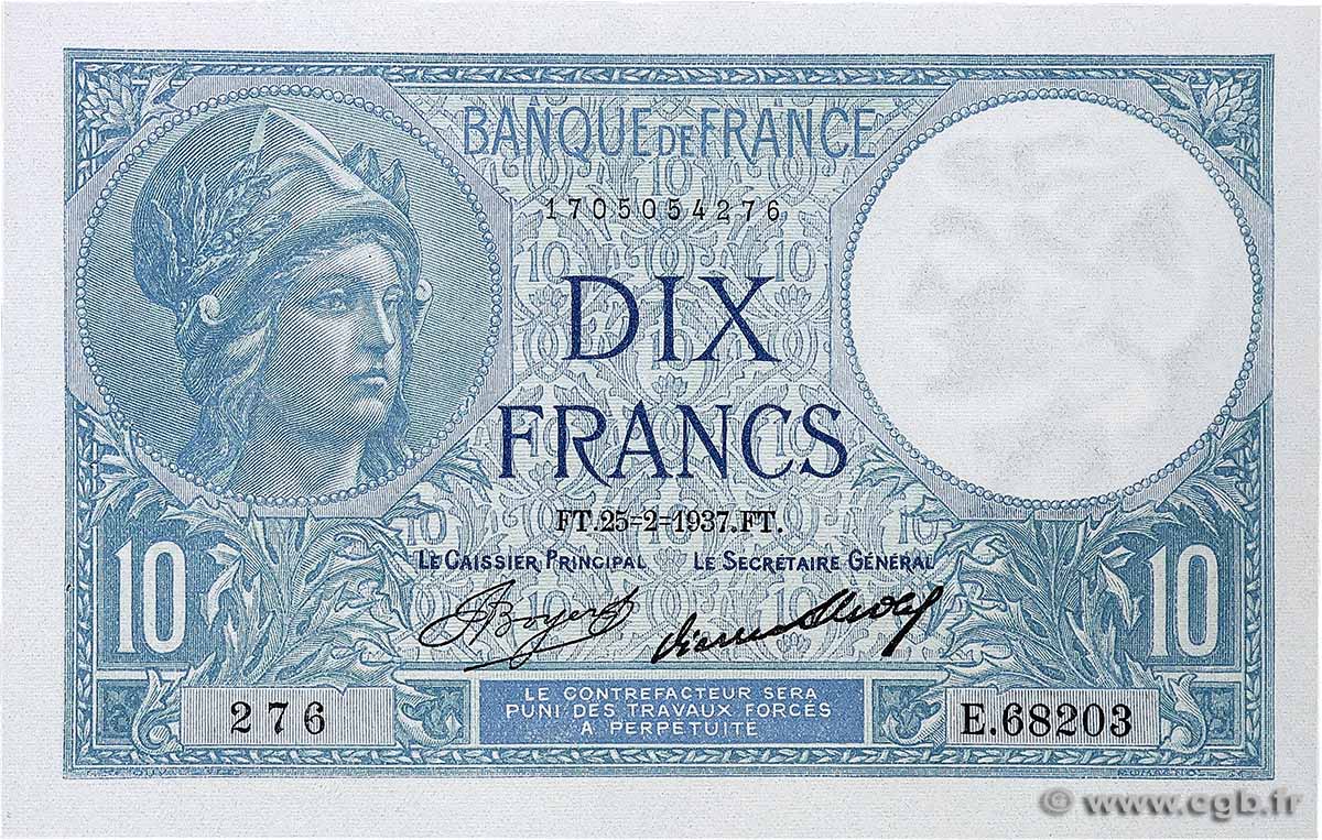 10 Francs MINERVE FRANCIA  1937 F.06.18 SPL