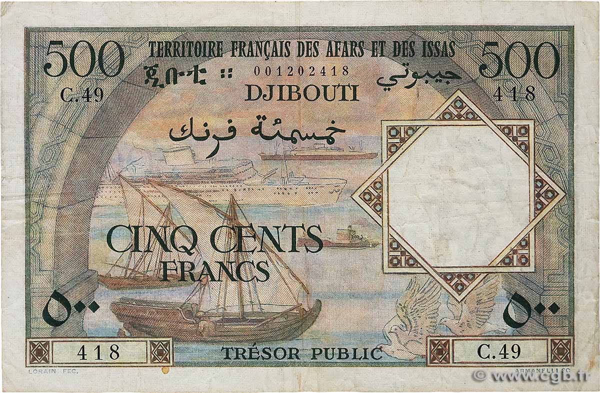 500 Francs FRENCH AFARS AND ISSAS  1973 P.31 q.BB