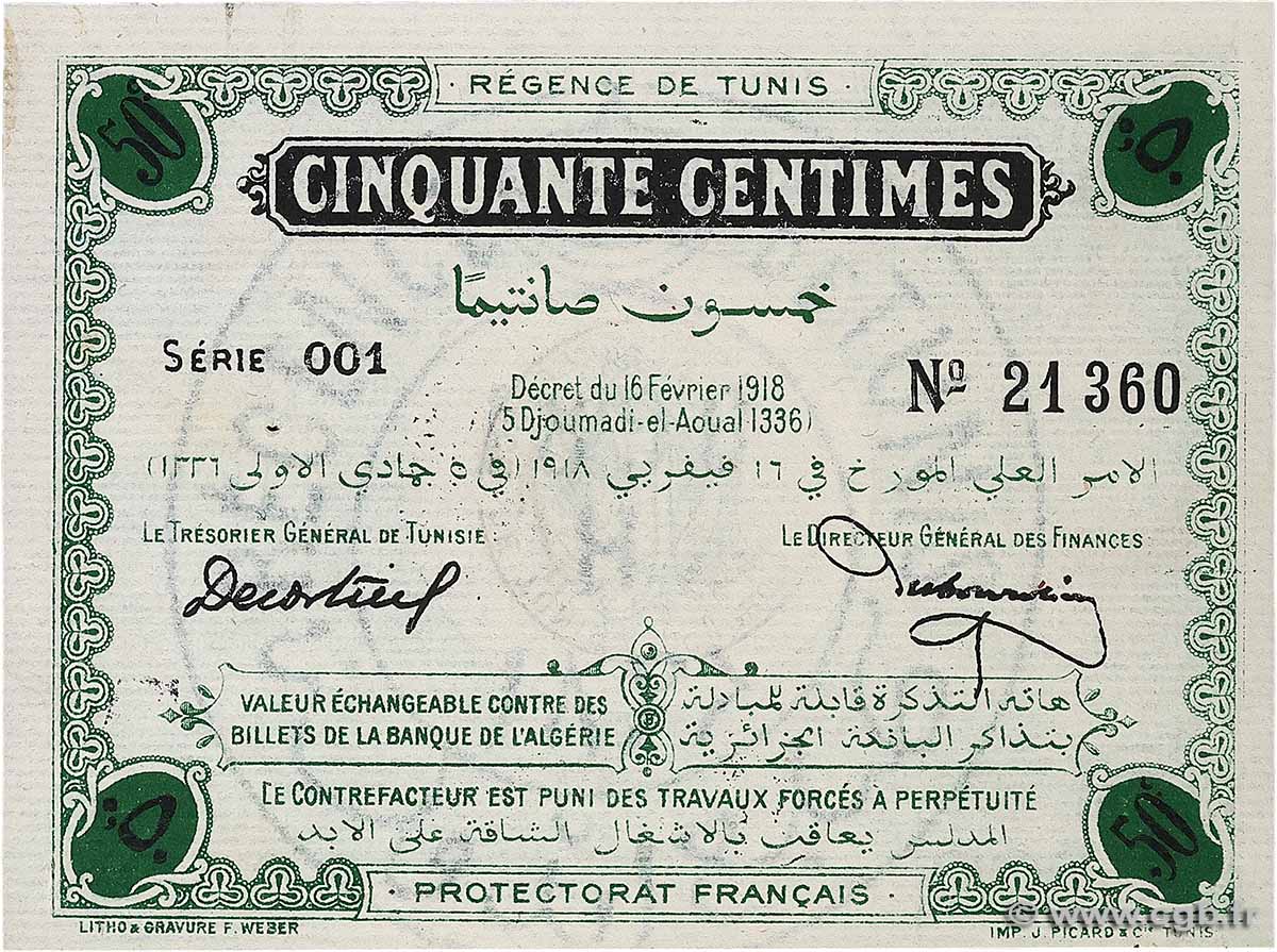50 Centimes TUNISIE  1918 P.32a pr.SPL