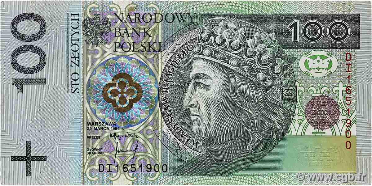 100 Zlotych POLAND  1994 P.176a VF-