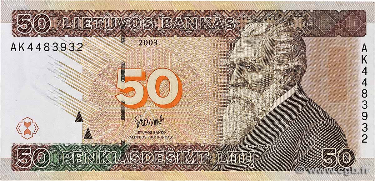 50 Litu LITHUANIA  2003 P.67 VF