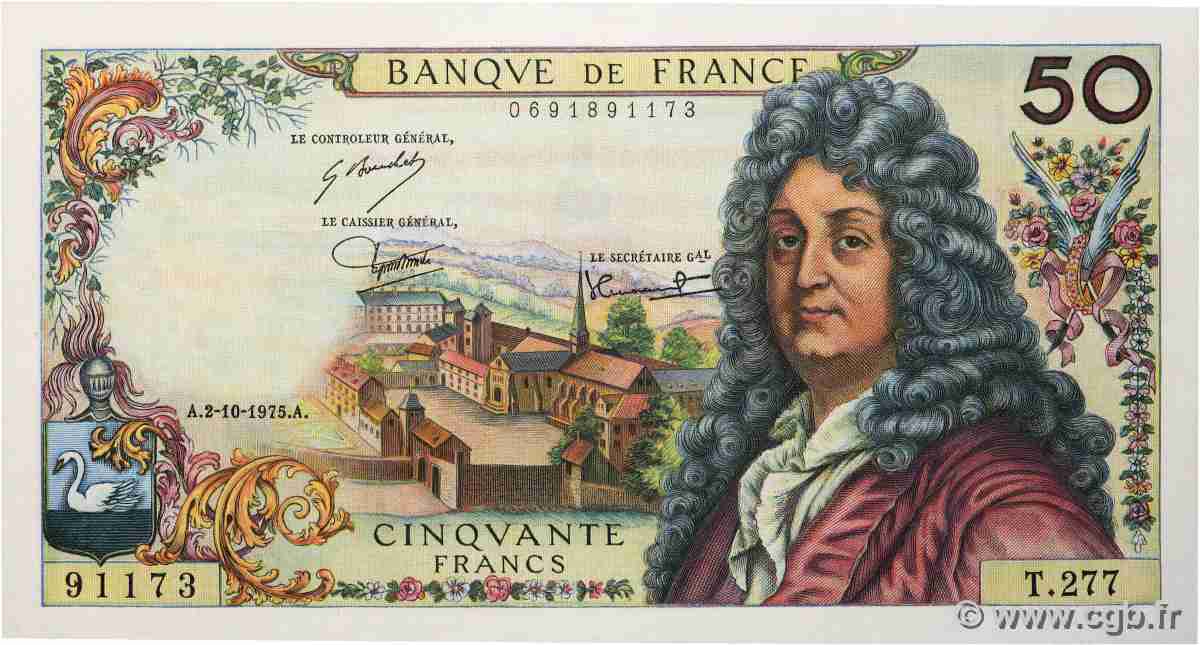 50 Francs RACINE FRANKREICH  1975 F.64.31 fST