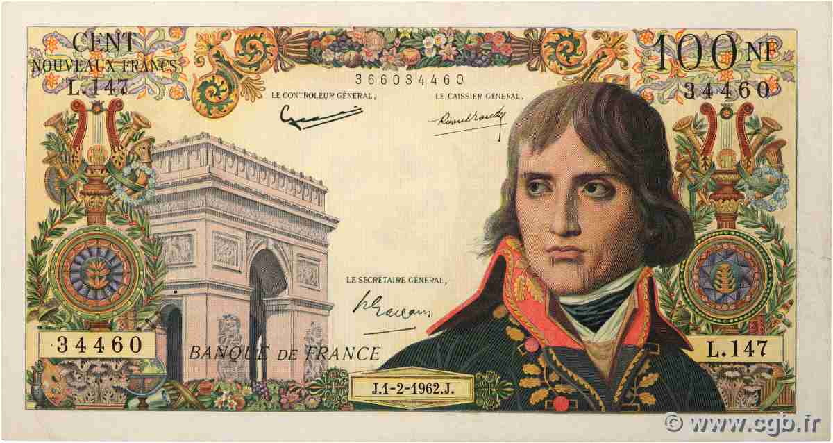 100 Nouveaux Francs BONAPARTE FRANKREICH  1962 F.59.13 SS