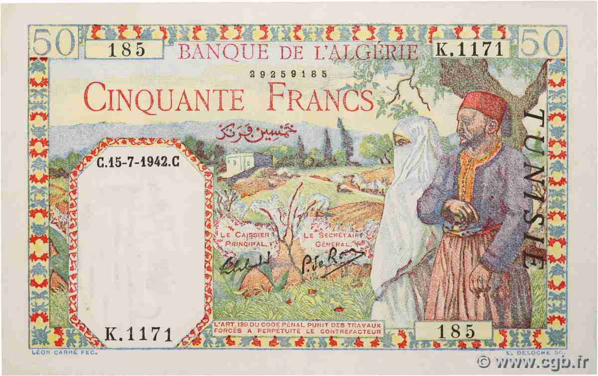 50 Francs TUNISIA  1942 P.12a VF+