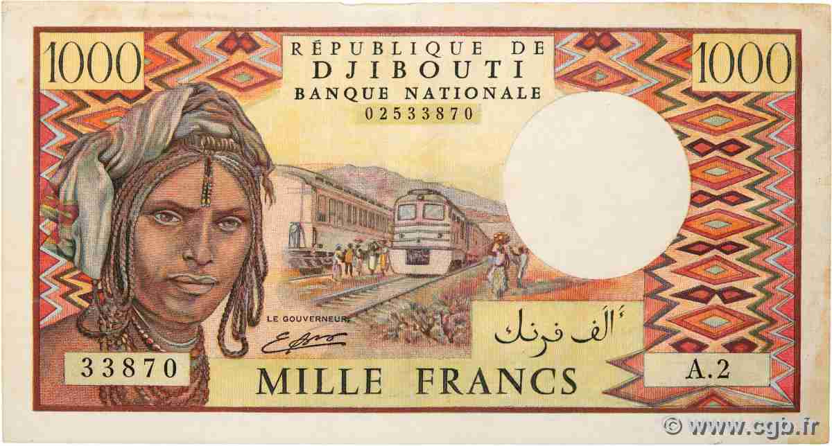 1000 Francs DSCHIBUTI   1988 P.37b VZ