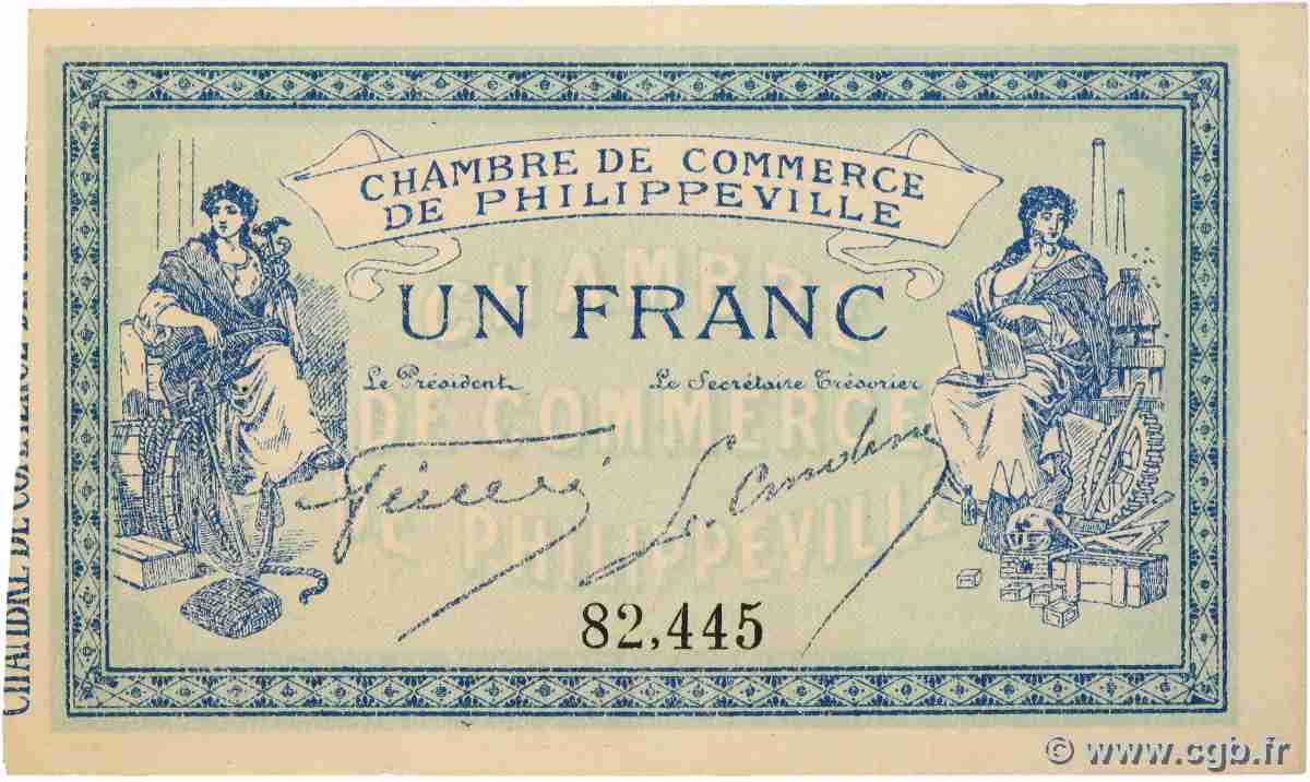 1 Franc ALGERIEN Philippeville 1914 JP.142.02 VZ