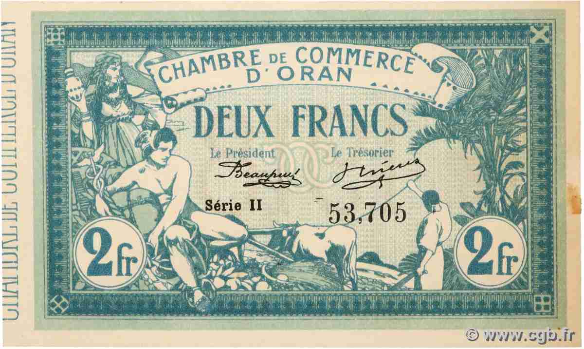 2 Francs ALGÉRIE Oran 1915 JP.141.21 SPL+