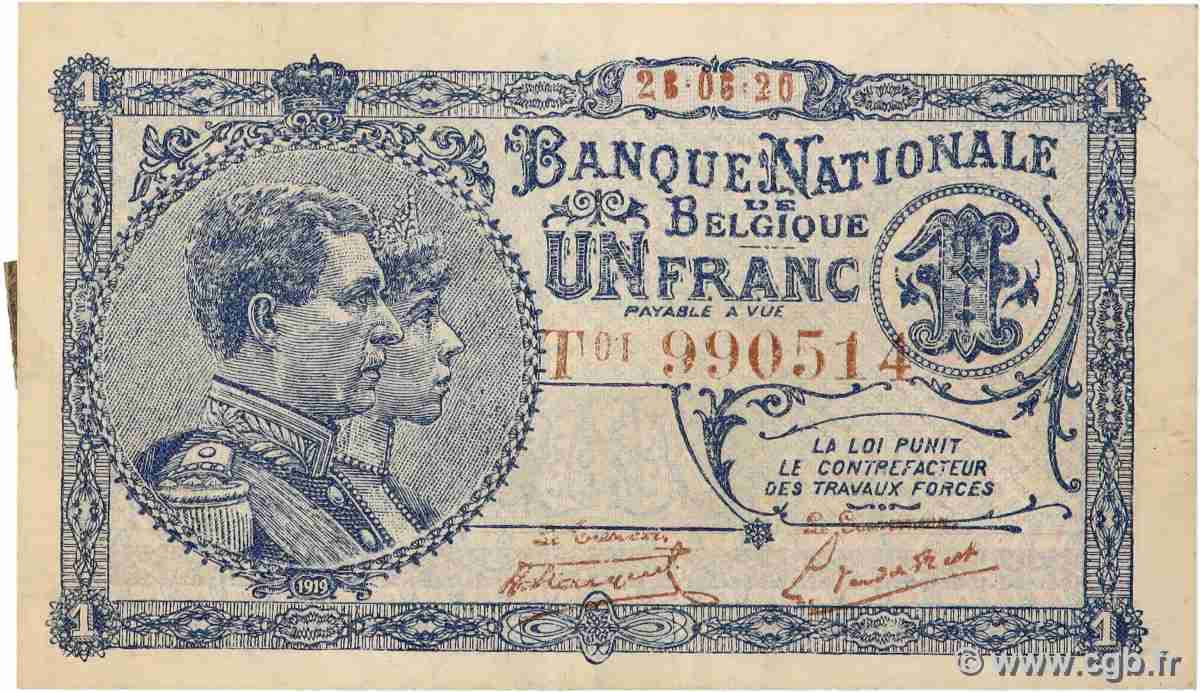 1 Franc BELGIQUE  1920 P.092 TTB