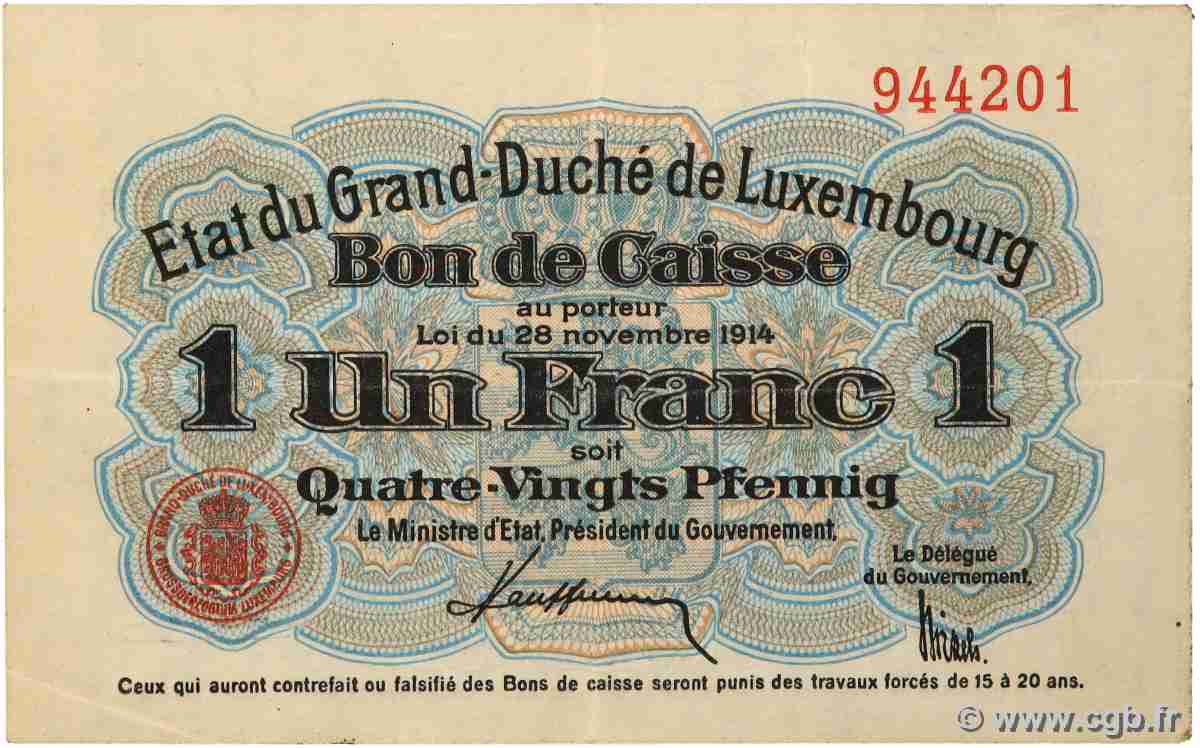 1 Franc / 80 Pfennig LUXEMBURGO  1914 P.21 MBC+
