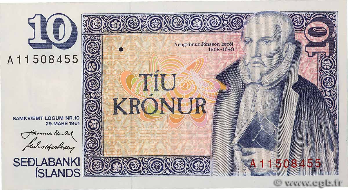 10 Kronur ISLANDE  1961 P.48a NEUF