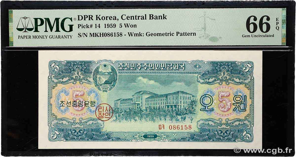 5 Won CORÉE DU NORD  1959 P.14 NEUF