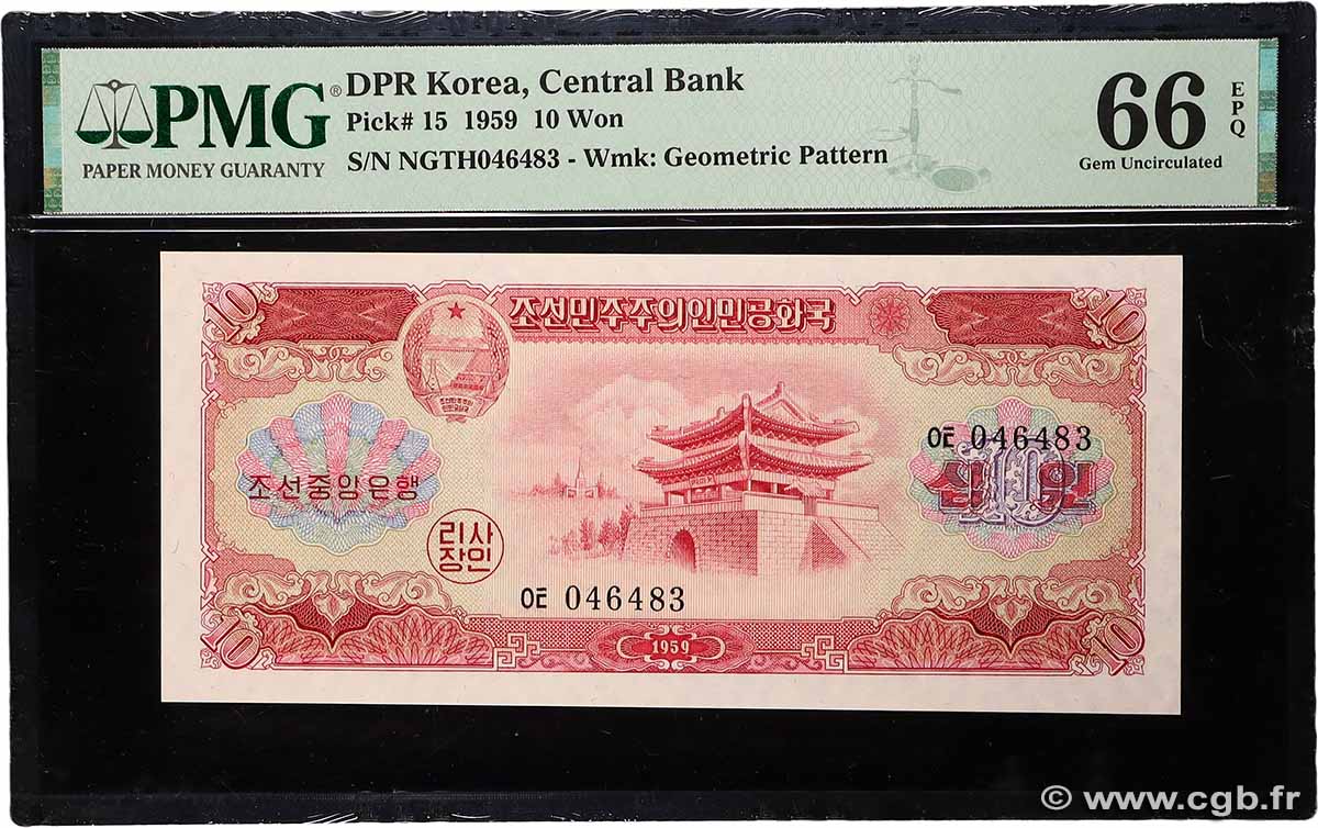 10 Won CORÉE DU NORD  1959 P.15 NEUF