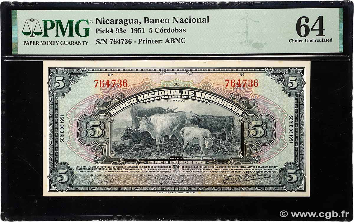 5 Cordobas NICARAGUA  1951 P.093c pr.NEUF