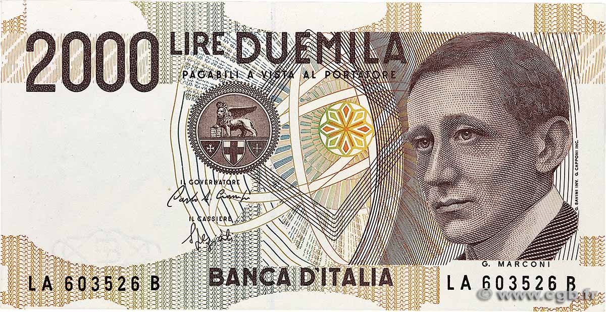 2000 Lire ITALIEN  1990 P.115 ST