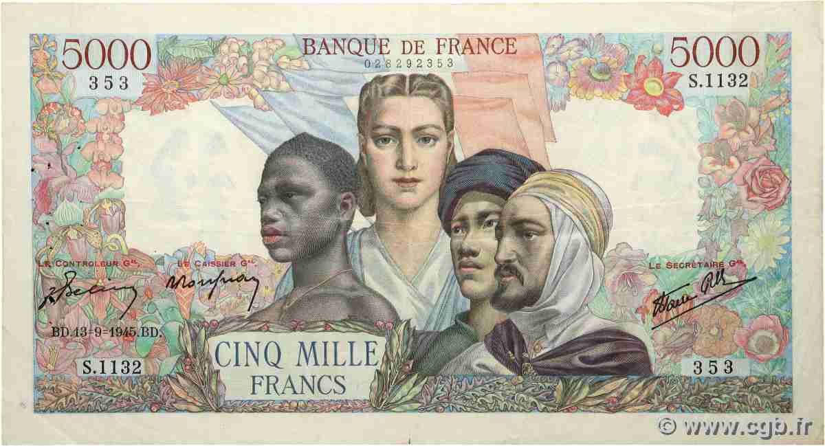 5000 Francs EMPIRE FRANÇAIS FRANCIA  1945 F.47.43 BC+
