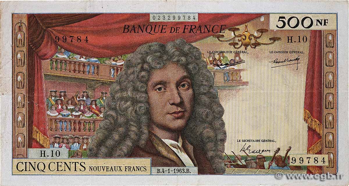 500 Nouveaux Francs MOLIÈRE FRANCE  1963 F.60.04 VF