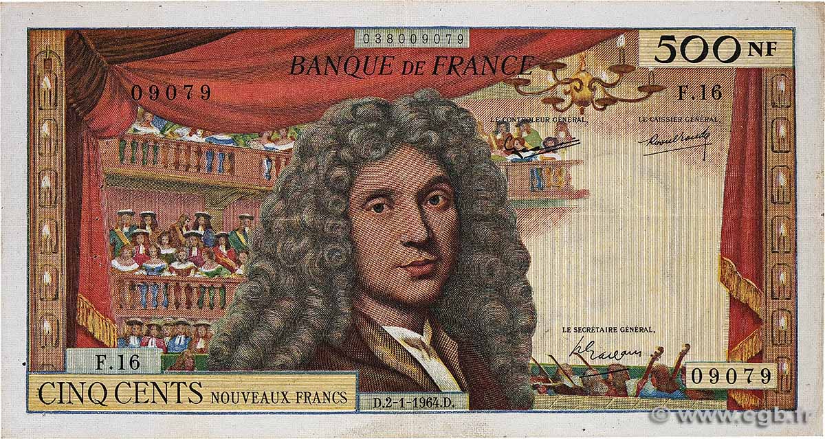 500 Nouveaux Francs MOLIÈRE FRANCE  1964 F.60.06 VF