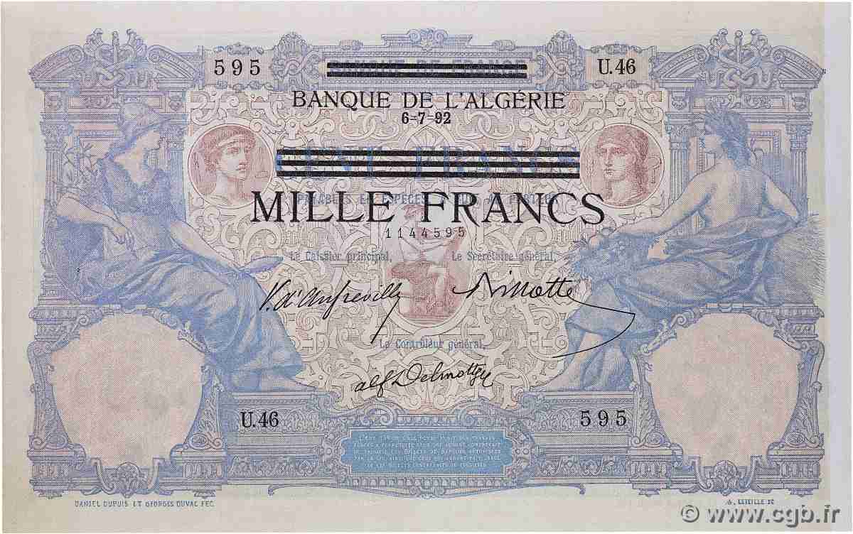 1000 Francs sur 100 Francs TUNISIA  1892 P.31 VF+