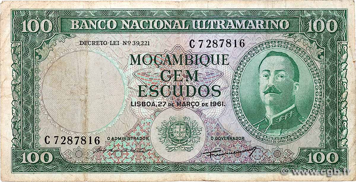 100 Escudos MOZAMBIQUE  1961 P.109b TB