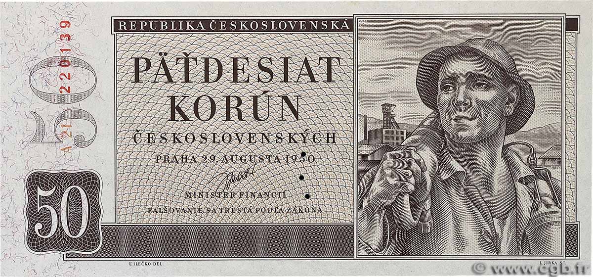 50 Korun Spécimen TCHÉCOSLOVAQUIE  1950 P.071as NEUF