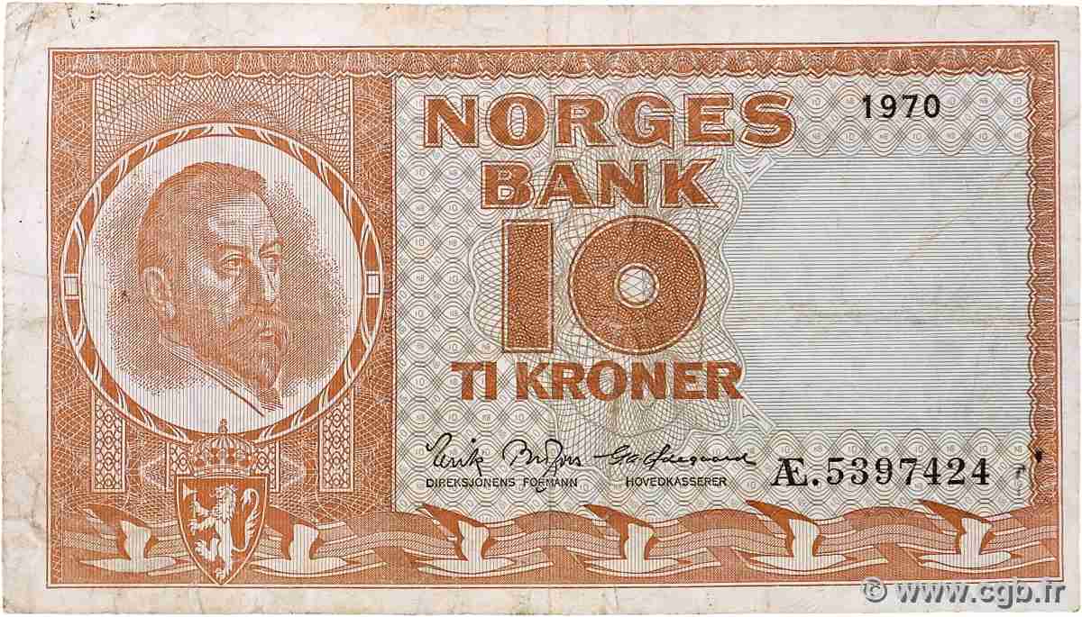 10 Kroner NORVÈGE  1970 P.31e B+