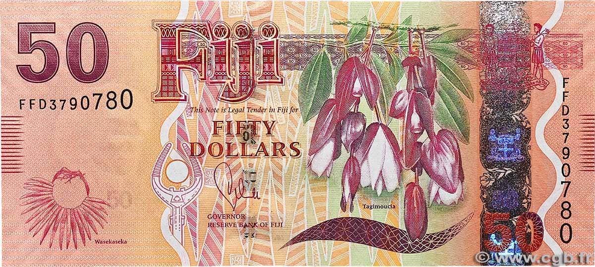 50 Dollars FIJI  2013 P.118a UNC-