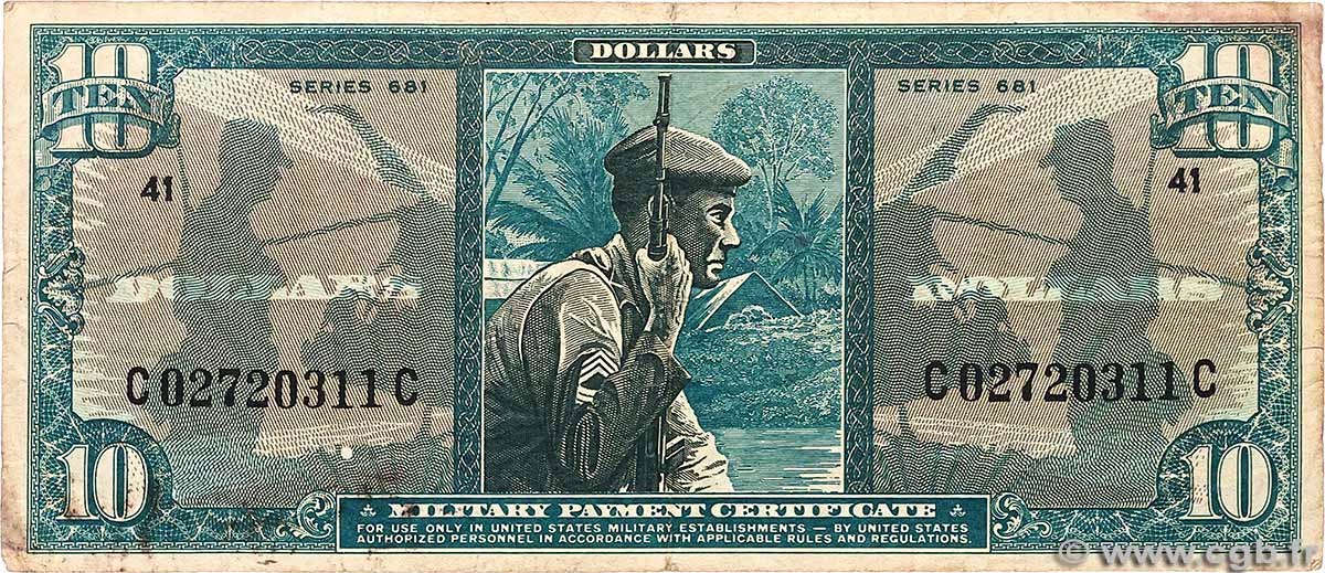 10 Dollars ÉTATS-UNIS D&nbsp;AMÉRIQUE  1969 P.M081 TB