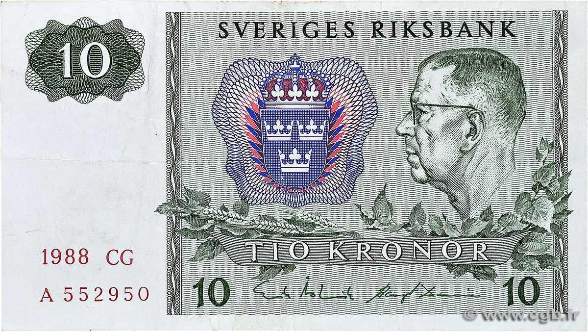 10 Kronor SUÈDE  1988 P.52e fVZ