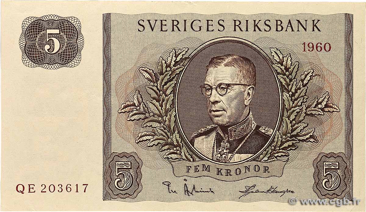 5 Kronor SUÈDE  1960 P.42e VZ