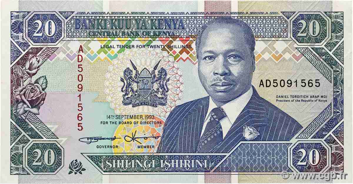20 Shillings KENIA  1993 P.31a fVZ
