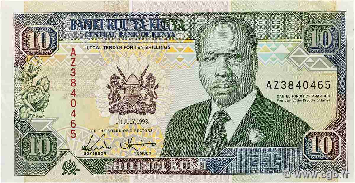 10 Shillings KENIA  1993 P.24e fVZ