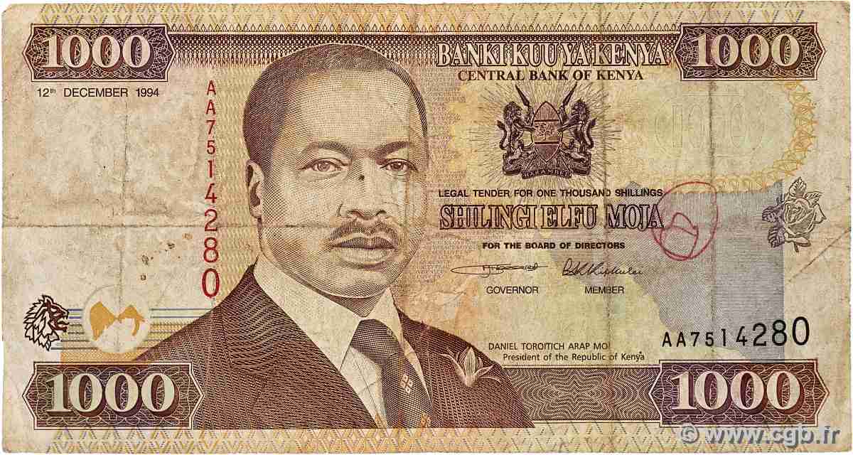 1000 Shillings KENYA  1994 P.34a B