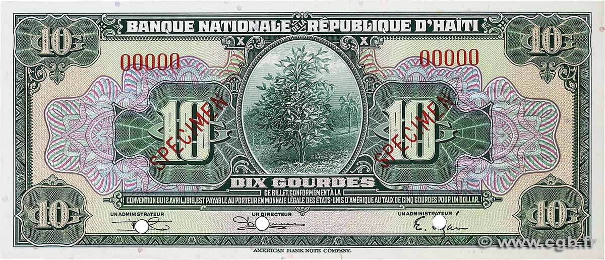 10 Gourdes Spécimen HAÏTI  1946 P.173s SPL+