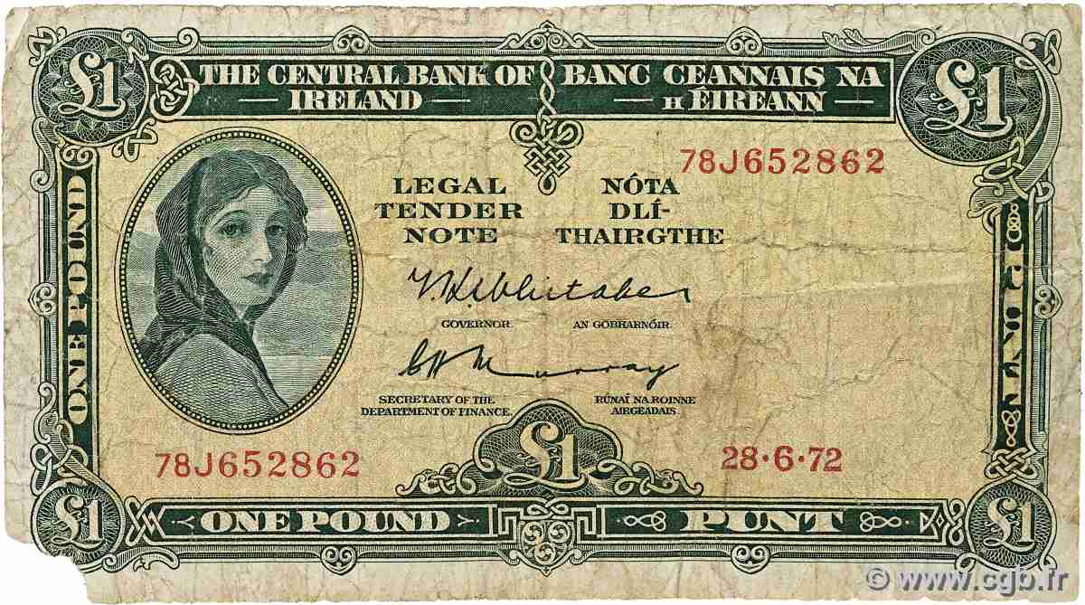 1 Pound IRLANDE  1972 P.064c B