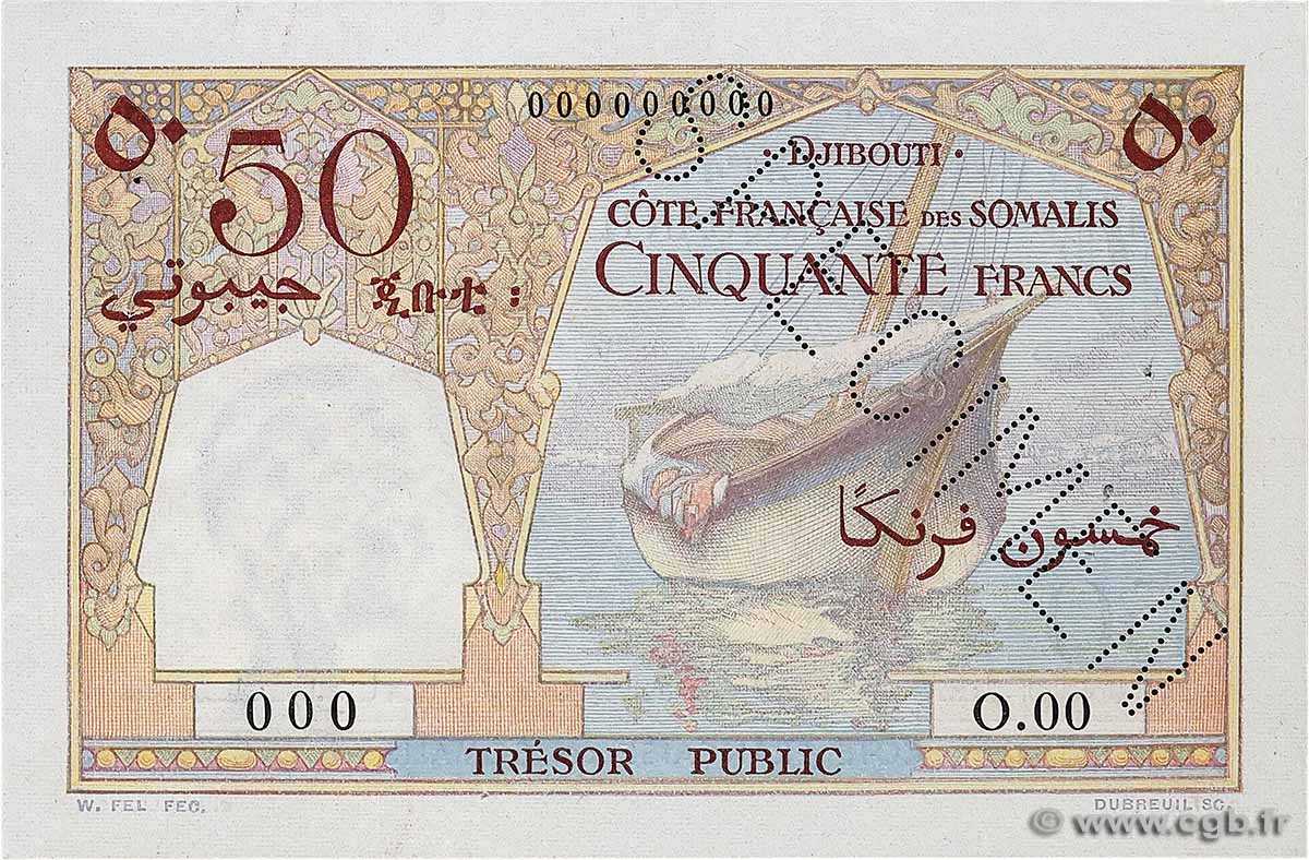 50 Francs Spécimen DJIBOUTI  1952 P.25s XF