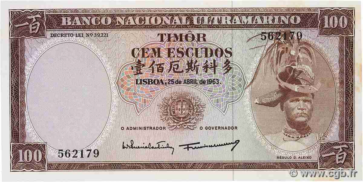 100 Escudos TIMOR  1963 P.28a fST+