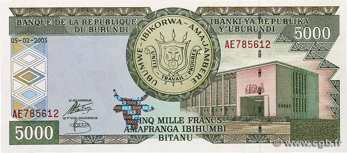5000 Francs BURUNDI  2005 P.42c fST+