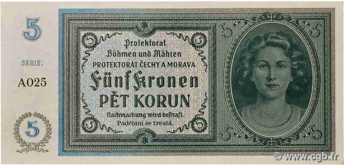 5 Korun BOEMIA E MORAVIA  1940 P.04 AU